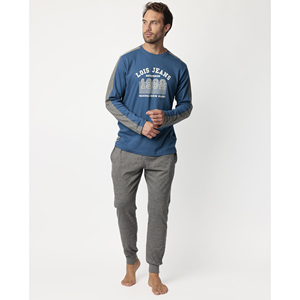 LOIS Pijama de dormir informal con mangas largas plisadas para hombres Algodón suave y seda Tallas grandes Logotipo personalizado Mangas cortas - Product Image 1