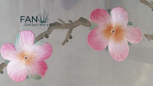 Zhenling Papier peint fleur de prunier peint à la main et brodé pour déco murale intérieure - Product Image 5