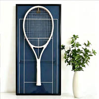 Membrana Olahraga Tenis untuk Penggemar, Dekorasi Dinding, Bingkai Pajangan Raket Tenis, Kotak Bayangan Terpasang di Dinding dengan Lampu