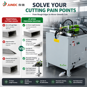 Máquina de corte de precisión semiautomática JUNDE con control de pedal, sin desbaste y estable, para perfiles de puertas y ventanas de aleación de aluminio - Product Image 3