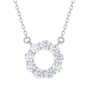YILUN 925 plata esterlina círculo clásico colgante collar CZ cristales rodio plateado diseño atemporal collar joyería para mujer