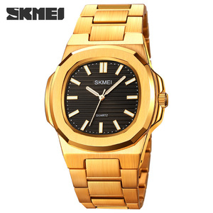 Skmei Men's Quartz Watch Gold Stainless Steel Band Analog 30M Water Resistant Business Fashion Wristwatch Model 1794 - Product Image 1