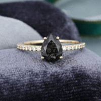 Bague populaire en argent sterling 925 massif plaqué or avec pierres de quartz rutile noir