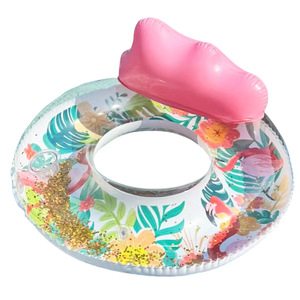 Adult <b>Inflatable</b> Swimming Ring With Flamingo Backrest Drink Cup Handle Pool Water Park Use 100-500kg Capacity - Product Image 5