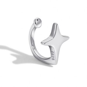 Dylam Stylish Hypoallergenic Fine Jewelry Women 925 Sterling <b>Silver</b> Women Gifts Four-Pointed Star <b>Clip</b> on Earrings - Product Image 1