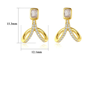 تصميم جديد مجوهرات راقية مطلية بالذهب عيار 18 قيراط فضة إسترليني ترصيع من الزركون أقراط مرصعة بالعظام المتعرجة للنساء - Product Image 5