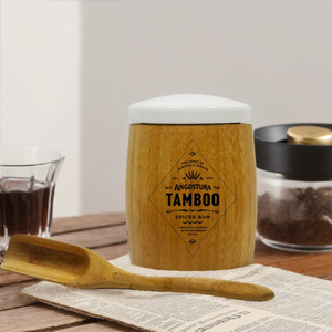 <b>Bamboo</b> Tea Canister Airtight Storage Cylinder Yellow Lid Spice <b>Container</b> For Tea Packaging - Product Image 1