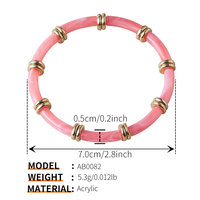 Bracelet manchette tendance en perles acryliques ORNAPEADIA pour femme, élastique, taille ajustable, couleurs assorties, idéal pour les vacances et l'usage quotidien, cadeau
