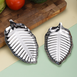 Vente chaude Argent En Forme De Feuille Style Européen Pas Cher Restaurant Plateau De Fruits Nordique En Acier Inoxydable <span class=keywords><strong>Plaque</strong></span> En Vrac - Product Image 5