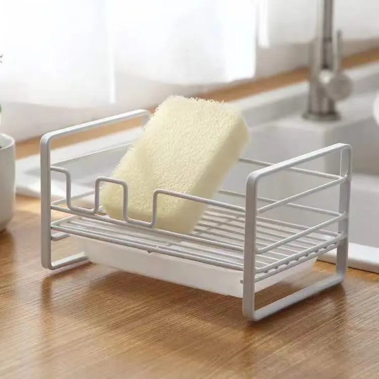 Kitchen Sponge Rack Storage Rack Wrought Iron Sponge Drain Rack Steel Dish Cloth Sink Kitchen Storage