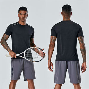 Aoyema 남성 통기성 빠른 건조 땀 흡수 체육관 피트니스 티셔츠 남성 여름 보디 빌딩 운동 셔츠 - Product Image 2