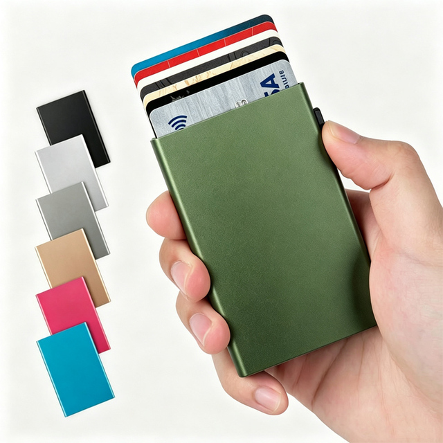 RFID Blocking Wallet Pop up Credit Card Holder Wallet for Men Slim Metal Card Case with Quick Access Design