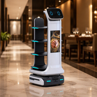 Robot de service intelligent Mars, plateau à 4 compartiments, robot serveur pour restaurant, café, cantine, hôtel