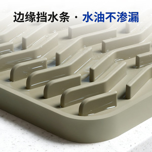 Tapete de Silicona de Grado Alimenticio para Escurrir Platos, Tipo Canal, para Cocina, 12 mm de Grosor, Antideslizante, Reductor de Ruido, en Colores Verde Oliva, Gris y Negro - Product Image 3