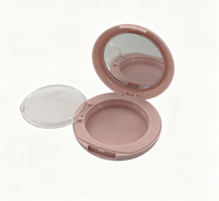 Étui à blush compact personnalisable en plastique ABS rond mat recyclable et écologique avec miroir et compartiments pour outils de maquillage