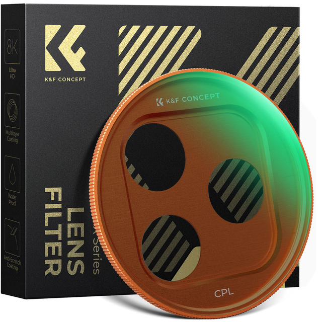 K&F Concept Black/Silver/Orange/Deep Blue Bayonet CPL Filter for iPhone 17 Pro Waterproof & Scratch-resistant AGC Optical Glass