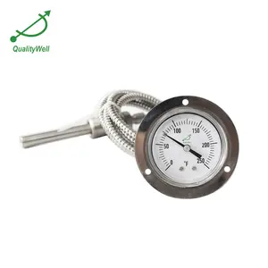 50mm Dial Size Back Connection Gas Filled Thermometer With Capillary Tube