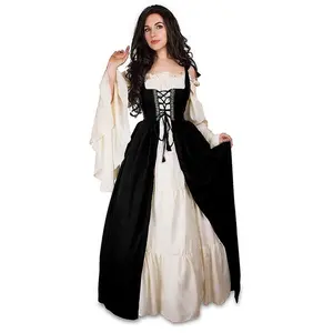 Reminisce Women Renaissance Dress Medieval Irish Costume Over Dress & Chemise Set