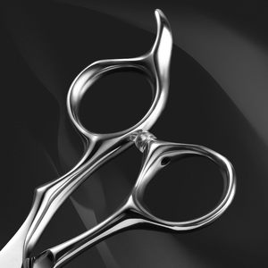 Ciseaux de coiffure professionnels en acier inoxydable pour droitiers, finition argentée, manche pivotant, pour coupes droites - Product Image 3