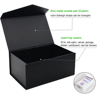 Emballage de logo personnalisé de fermeture magnétique noire de luxe à bas quantité minimale de commande boîte-cadeau magnétique en carton rigide avec insert en mousse Eva
