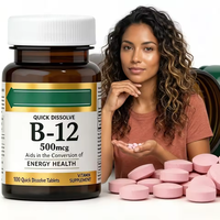 Comprimés de méthylcobalamine B12 en marque privée pour la clarté mentale, l'énergie et la vitalité des adultes - Vegan