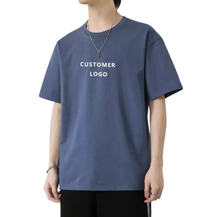 QS-Camiseta de cuello redondo de gran tamaño con hombros caídos, camisa de impresión de alta calidad, 100% algodón, hip hop, esencial, a granel, para gimnasio