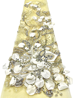 NI.AI Nouveau tissu en dentelle nigériane perlée avec perles brodées et sequins pour robes de mariée et matériaux de confection pour filles