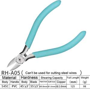 RHINO RH-A05 <strong>Mini</strong> Bent Handle Japanese 125mm (5 Inch) Diagonal Pliers for Cutting <strong>Plastic</strong> Soft Wires Electrical Mobile Phones - Product Image 2