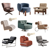 Fauteuil pivotant en tissu de luxe moderne avec structure en bois et pieds en fer pour hôtel, bureau, salle à manger et salle de sport