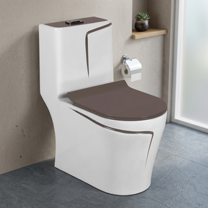 WC monobloc en céramique WaterMark australien, siphon en P, finition noir doré brillant, Chaozhou, à chasse directe - Product Image 2