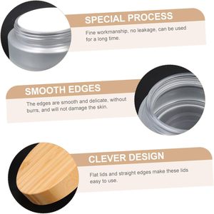 5g 15g 30g 50g 100g 200g Cosmetic Bamboo Lid Glass Jar, 50g Face Cream Frost Glass Jar with Bamboo Lid - Product Image 3