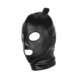 Máscara de cuero PU para toda la cabeza con cola de caballo, máscara de bondage transpirable con ojos y boca abiertos, para juegos de rol, disfraz fetiche, accesorio para la cabeza para adultos - Product Image 4