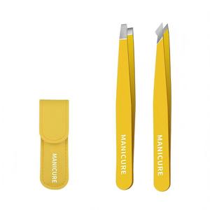 WELLFLYER EBT-184 Étui en cuir portable avec logo personnalisable, <span class=keywords><strong>pince</strong></span> <span class=keywords><strong>à</strong></span> épiler pour sourcils, lot de 2 pinces <span class=keywords><strong>à</strong></span> épiler pour <span class=keywords><strong>cils</strong></span>, outil de beauté, cadeau pour salon - Product Image 2
