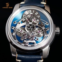 Montres pour hommes avec mouvement automatique mécanique Sellita SW200, bracelet en cuir, cadran à aiguilles, boîtier en acier inoxydable, de luxe télescopique