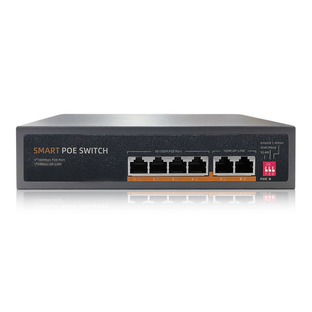 MWS-SF402E 4+2 100 Mbit Intelligent POE Enterprise Switch with VLAN Watchdog Extender Port Function