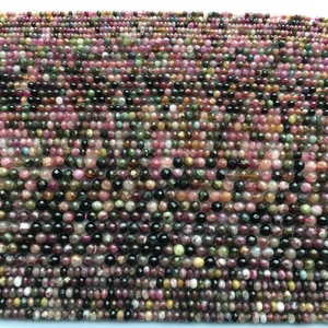 <span class=keywords><strong>Tourmaline</strong></span> naturelle <span class=keywords><strong>multicolore</strong></span> ronde de qualité A perle de pierres précieuses collier de bijoux en pierre semi-précieuse bracelet à bricoler soi-même - Product Image 3