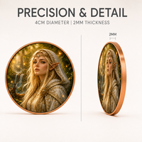 Pièce Commémorative Elfe Fantastique - Pièce d'Art en Cuivre de Collection de 40 mm - Pièce Porte-Bonheur Déesse de la Forêt pour Cadeau et Décoration