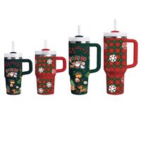 Gobelet de Noël personnalisé en acier inoxydable tasse de voyage gobelet à café tasse à vide gobelet de Noël avec logo avec poignée