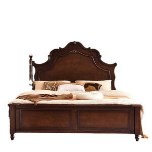 Lit en bois massif de style rétro américain, 1,8 m, avec rangement, chambre principale, lit double, style princesse française - Product Image 5