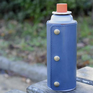 Housse de protection en cuir et acier pour <span class=keywords><strong>bouteille</strong></span> de <span class=keywords><strong>gaz</strong></span> de camping, support de réservoir pliable pour pique-nique, <span class=keywords><strong>petite</strong></span> pochette de rangement pour réservoir, 3 boutons - Product Image 3