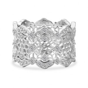 Dylam Unique Personalized Design Rhodium Plated 925 <b>Silver</b> Chunky 5A Zirconia Hollow Out <b>Eternity</b> Band Fashion Fine Women <b>Rings</b> - Product Image 1