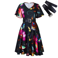 Nouvelle mode estivale, robe midi africaine pour femmes grande taille, élégante, vintage, en dentelle imprimée, taille haute, transfrontalière