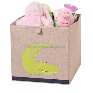 Animal Canvas Collapsible Foldable Durable 33x33x33cm <b>Storage</b> Cube Basket Fabric Bins Toy Box Organizer Kids Cloth <b>Books</b> - Product Image 3