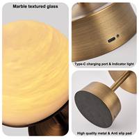 Lampe de table rechargeable ZeroUNO en forme de champignon, appliques murales en albâtre, lampe de chevet en albâtre aspect marbre, moderne