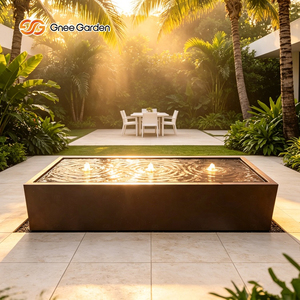 Fontaine décorative de jardin moderne rectangulaire en métal Gnee Garden avec éclairage LED, à poser au sol, finition brossée - Product Image 4
