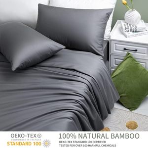 Cloudland 100% bambou 300TC ensemble de draps Ultra doux refroidissement Double <span class=keywords><strong>taille</strong></span> <span class=keywords><strong>140X200</strong></span> <span class=keywords><strong>drap</strong></span> plat - Product Image 2