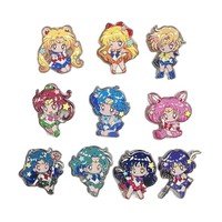 Accesorios de metal con cuentas de Sailor Moon versión Q, grabados en relieve de doble cara y con orificio pasante, para llaveros y cadenas de teléfono DIY, al por mayor