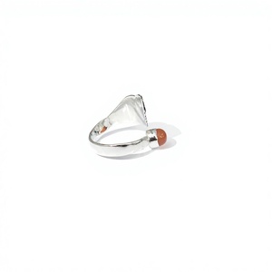 แหวนเงินแท้ 925 รูปทรงหยดน้ำประดับคาร์เนเลียนลายใบไม้ งานแฮนด์เมด โรงงานผลิตเครื่องประดับชั้นดี จำหน่ายโดยตรง - Product Image 4