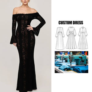 Robe de <span class=keywords><strong>soir</strong></span>ée élégante de style royal avec dentelle, manches longues, robe sirène, taille empire amincissante, pour les fêtes et les réunions annuelles - Product Image 1