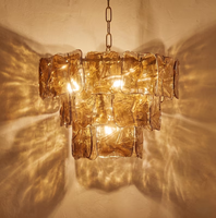 Lustre LED de luxe moderne avec abat-jour rectangulaires en fer, à intensité variable, pour salon, cuisine et mariages